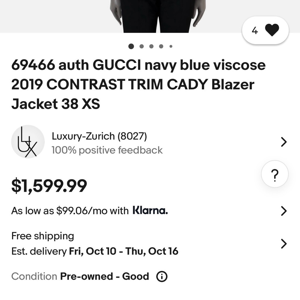 Gucci Navy Blazer with Red and White Trim - Picture 3 of 3